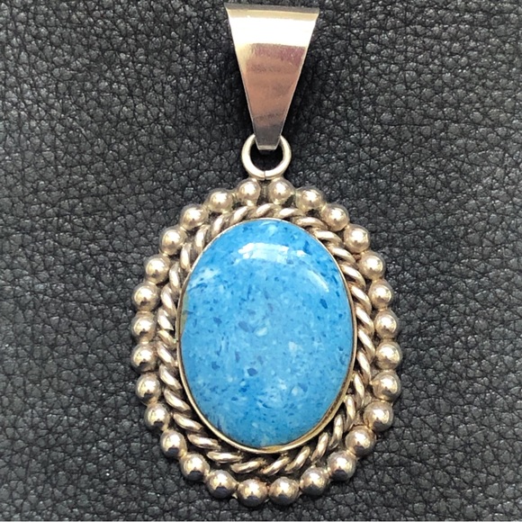 Vintage Southwestern Denim Lapis Lazuli Sterling Silver Pendant - Picture 6 of 8